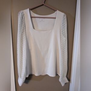 Luxe Knit Ivory Square Neck Long Sleeve Top -